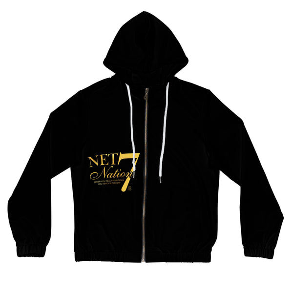 Net 7 Nation Empowerment Full-Zip Hoodie, Stylish Women's Jacket, Trendy Sweatshirt, Inspirational Layering Piece, Gift for Her
