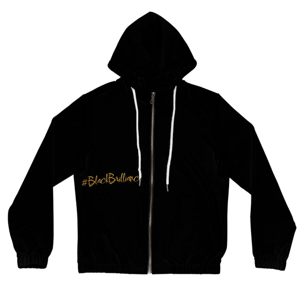 #BlackBrilliance Empowerment Full-Zip Hoodie, Stylish Women's Jacket, Trendy Sweatshirt, Inspirational Layering Piece, Gift for Her